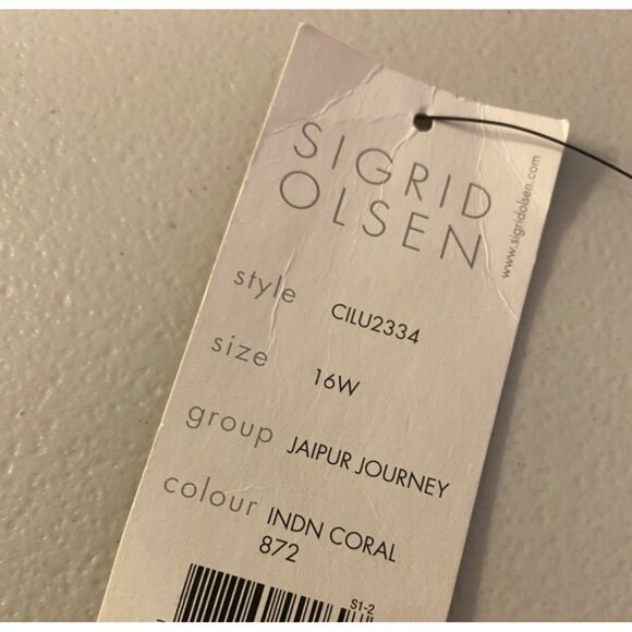 NWT Sigrid Olsen Capri Pants Coral Red Cotton & Silk Blend Elastic Waist Pants - Picture 7 of 11